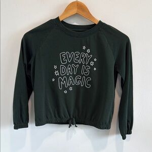 Old Navy Girls Green Long Sleeve Crop Shirt Everyday Magic Large 10-12